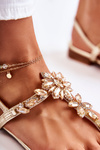 Women's Sandals Flip-flops With Cubic Zirconia Golden Solea