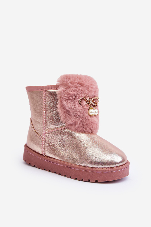 Children's Furry Lined Snow Boots Pink  Hasiba