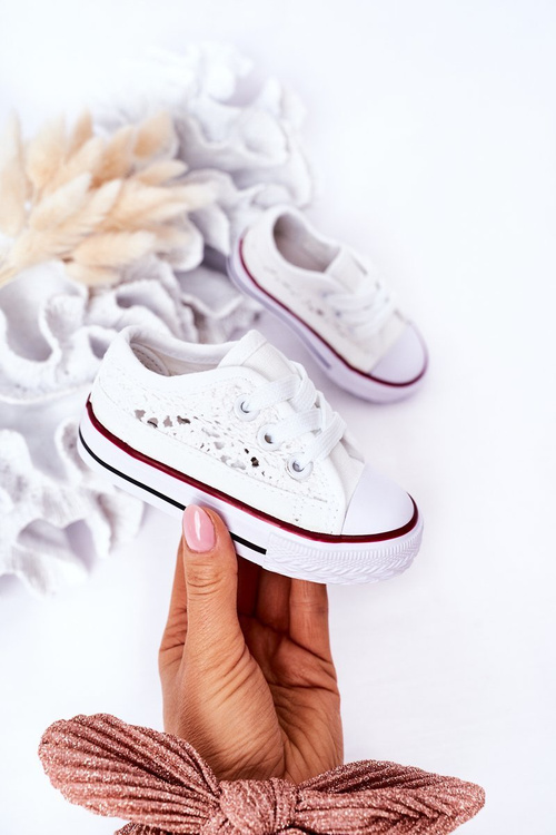 Children's Sneakers With Lace White Roly-Poly