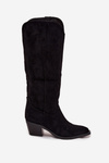 Women's Cowboy Boots With Heel Made Of Eco Suede Black Esmira