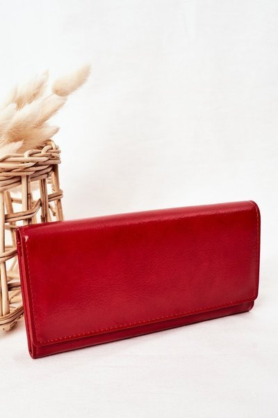 Large Women's Wallet With A Magnet Red