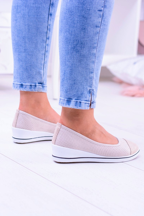 Fabric Beige Ballerinas On Anchor Elleni