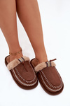 Women's slippers with fur and embroidery Brown Perivelle