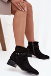 Women's Boots Made of Genuine Suede on Block Heeled Warm D&A CR52-651 Black