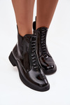 Patent leather women's ankle boots made of genuine leather D&A MR52-108 Black