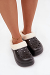 Foam Women's Slippers with Warm Fur Black Palvine