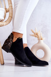 Suede Ankle Boots with Snakeskin Pattern Black Stephanie