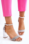 Elegant Sandals With Cubic Zirconia Heels Silver Laurene