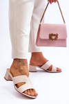 Classic Low Heel Leather Sandals Beige Miley