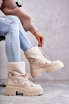 Women's snow boots with sheepskin Beige Sanna 
