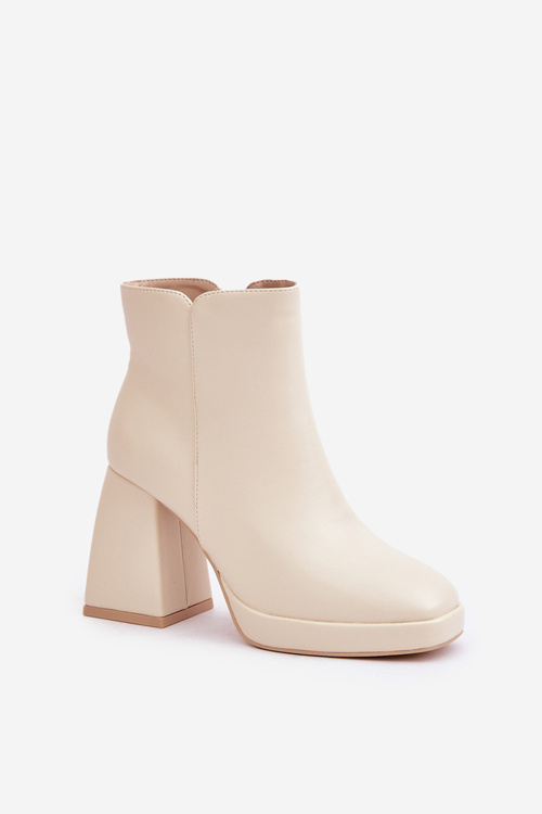 Heels On High Block Eco Leather Light Beige Selarae
