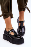 Fashionable Lacquered shoes on a massive platform Black Colson