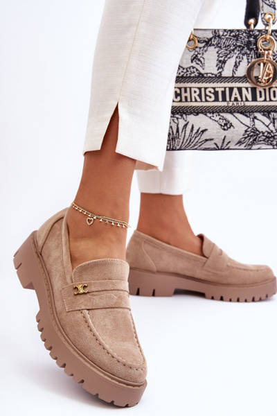 Suede Moccasins with Decoration Beige Esperta