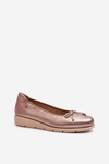 Elegant women's leather ballerina flats by Maciejka P6504-25 in gold