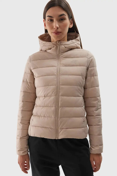Women's Down Jacket With Hood 4F Beige 4FWAW24TDJAF468-83S