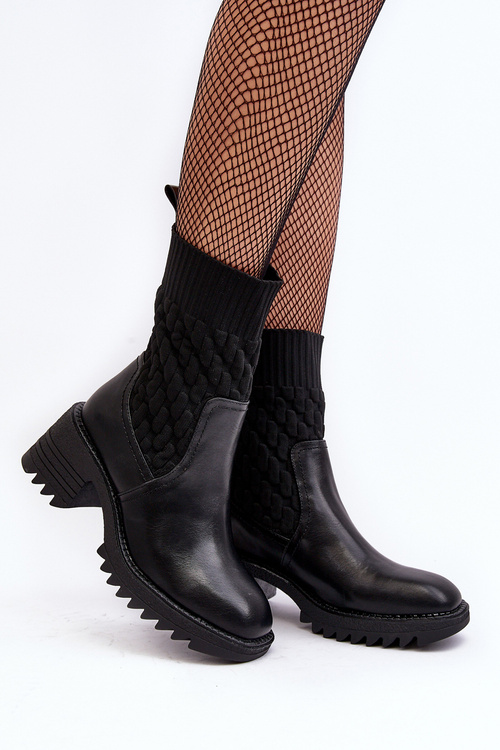 Women's Boots With Massive Heel And Sock Black Briogen