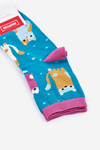 Women's socks colorful cats and dots turquoise