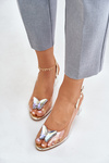 Transparent Sandals With Butterfly On Heel D&A MR42-326 Golden