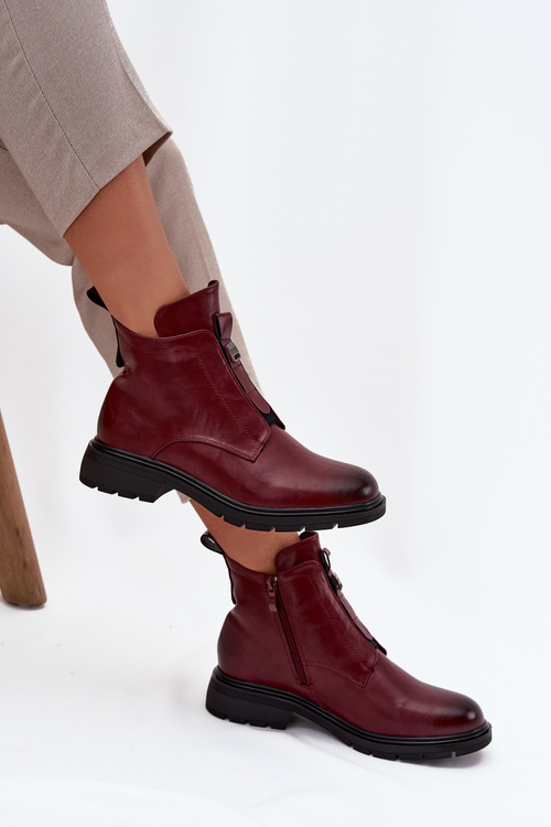 Insulated Women's Ankle Boots with Zip Decorative Detail Bordeaux Roselle