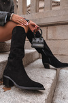 Women's Cowboy Boots With Heel Made Of Eco Suede Black Esmira