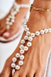 Fashionable Sandals Flip-flops With Pearls White Isalia