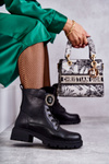 Warm Leather Boots With Decoration Black Blandi