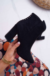 Women's High Heeled Boots with Spike Rivets RB23P Black Snack