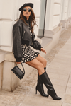 Leather Knee-High Boots with Heel Black Serpens