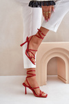 Stylish High Heels With Straps Red Saredi