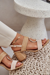 Block Heel Sandals Beige Afleeria