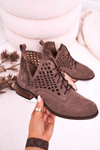 Women's Openwork Boots Suede Brown Susannah