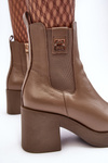 Leather Women's Boots on Heel Lemar Brown Kodra