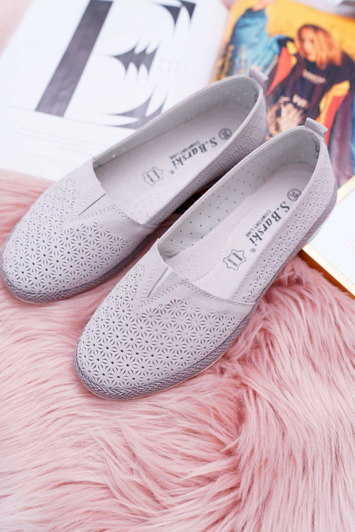 Espadryle Damskie Skóra Zamsz Szare Bimbo
