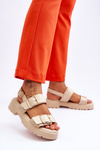 Leather Comfortable Sandals Beige Alayah