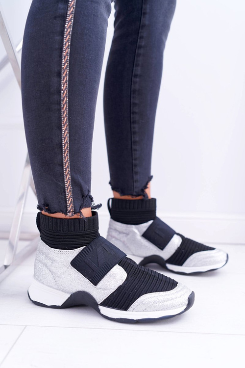 Women's Sports Shoes Lu Boo With Sock Silver Brocade Phantom