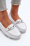 White Women's Leather Moccasins With Decoration S.Barski LR339