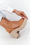 Braided Sandals On A Block Heel Big Star HH274394 Camel