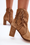 Damskie Botki Zamsz Beżowe Lewski Shoes 3093
