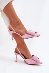 High Heels With Open Heels And Bow Pink Eklevia