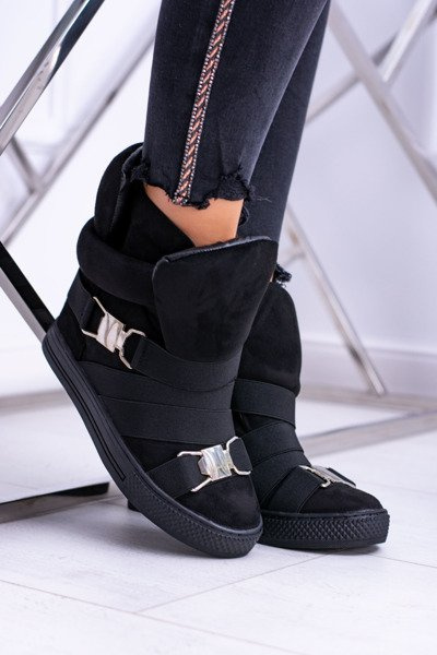 Lu Boo Black Suede Anchor Sneakers