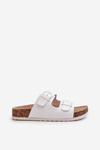 Women's Cork Platform Sandals With Buckles White Wedges
