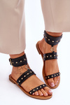 Unique Women's Sandals With Studs Black Selina
