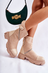 Fashionable Women's Suede Boots With Zipper Beige Kandell