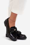 Lacquered Women's Moccasins With Bow S.Barski HY51-319 Black