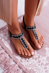 Women's Flat Slip-on Zirconia Sandals Black Mabellena