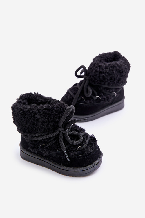 Warm Children's Lace-up Snow Boots Black Asija