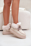 Low women's snow boots on a platform with fur light beige Neathren
