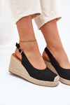 Wedge Sandals For Women With Braiding Black Tulliata