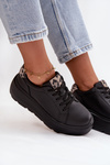 Leather Women's Sneakers On Platform Leopard Vinceza 89144 Black