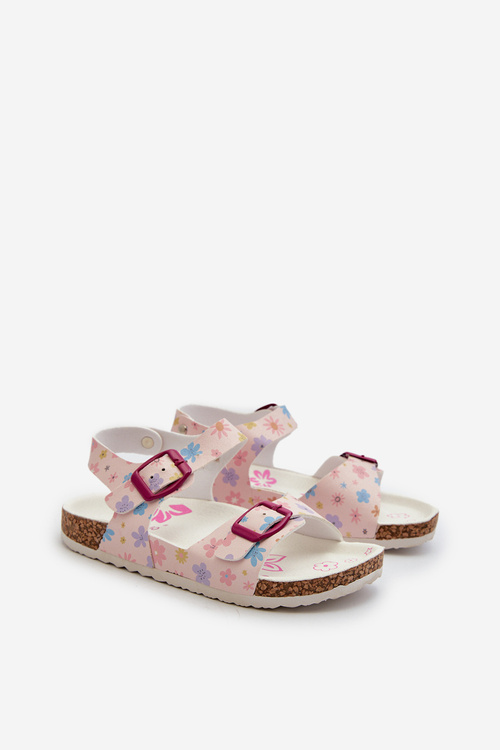 Children's Sandals with Flowers and Buckles Pink Memoria